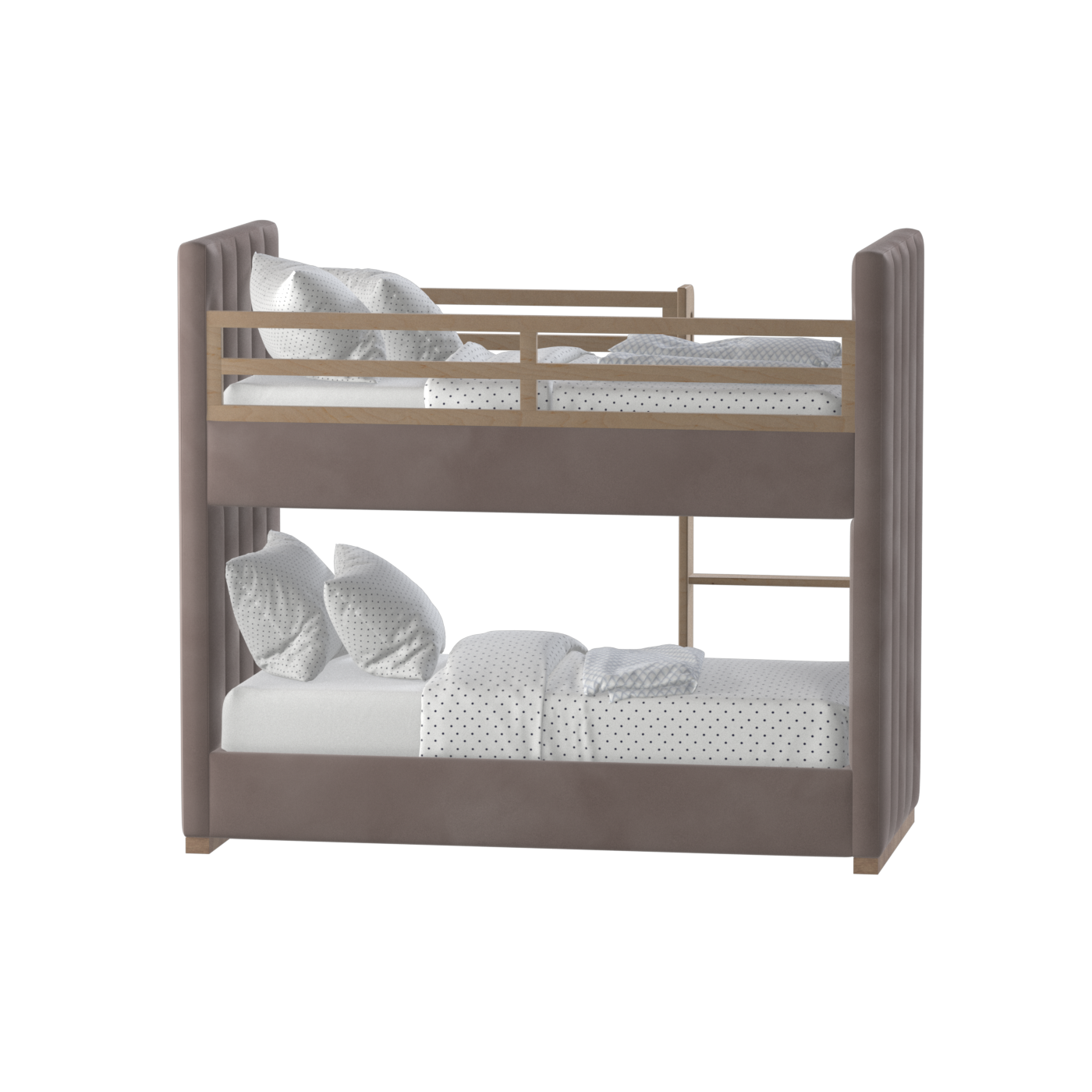 Paolo Bunk Bed with Soft Upholstery and Beechwood Accents