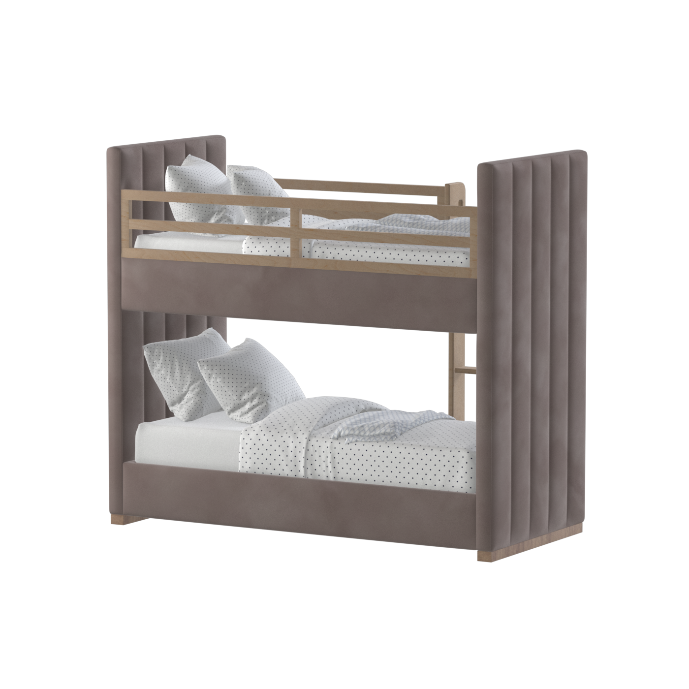 Paolo Bunk Bed with Soft Upholstery and Beechwood Accents