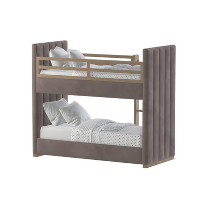 Paolo Bunk Bed with Soft Upholstery and Beechwood Accents