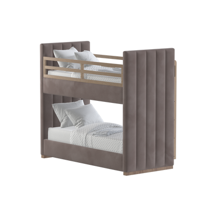 Paolo Bunk Bed with Soft Upholstery and Beechwood Accents