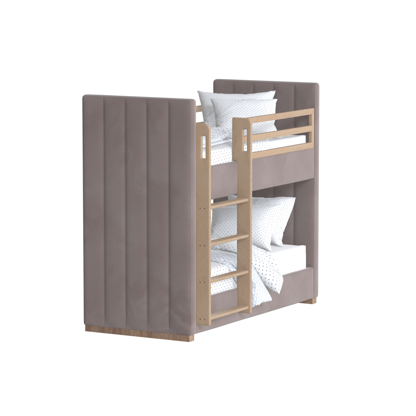 Paolo Bunk Bed with Soft Upholstery and Beechwood Accents