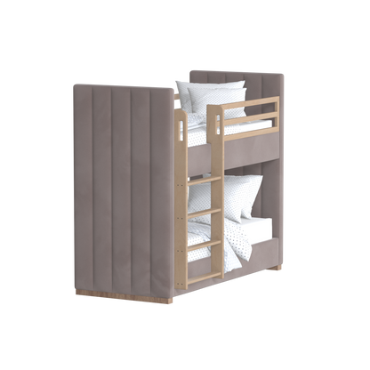 Paolo Bunk Bed with Soft Upholstery and Beechwood Accents