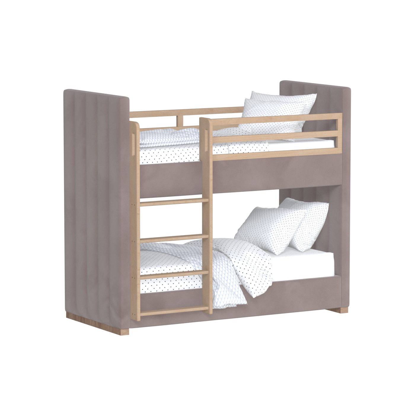 Paolo Bunk Bed with Soft Upholstery and Beechwood Accents