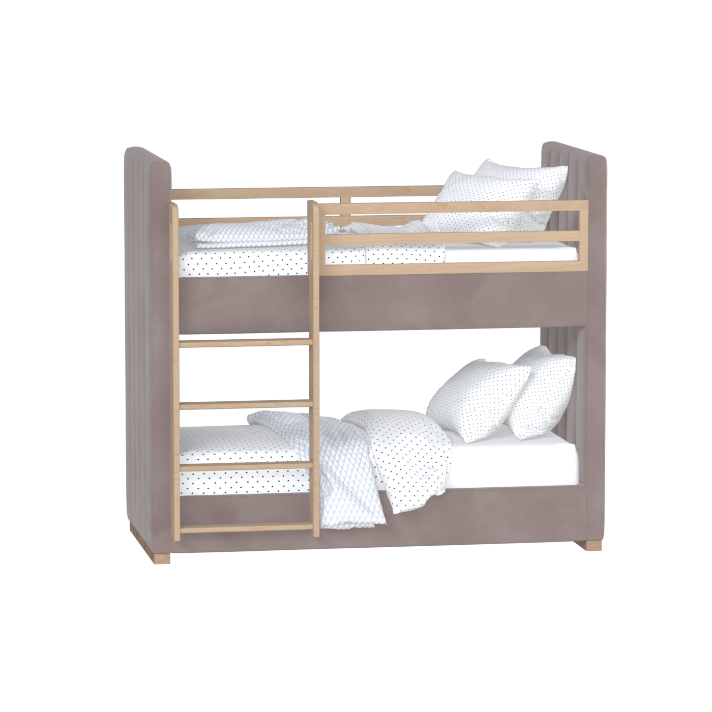 Paolo Bunk Bed with Soft Upholstery and Beechwood Accents