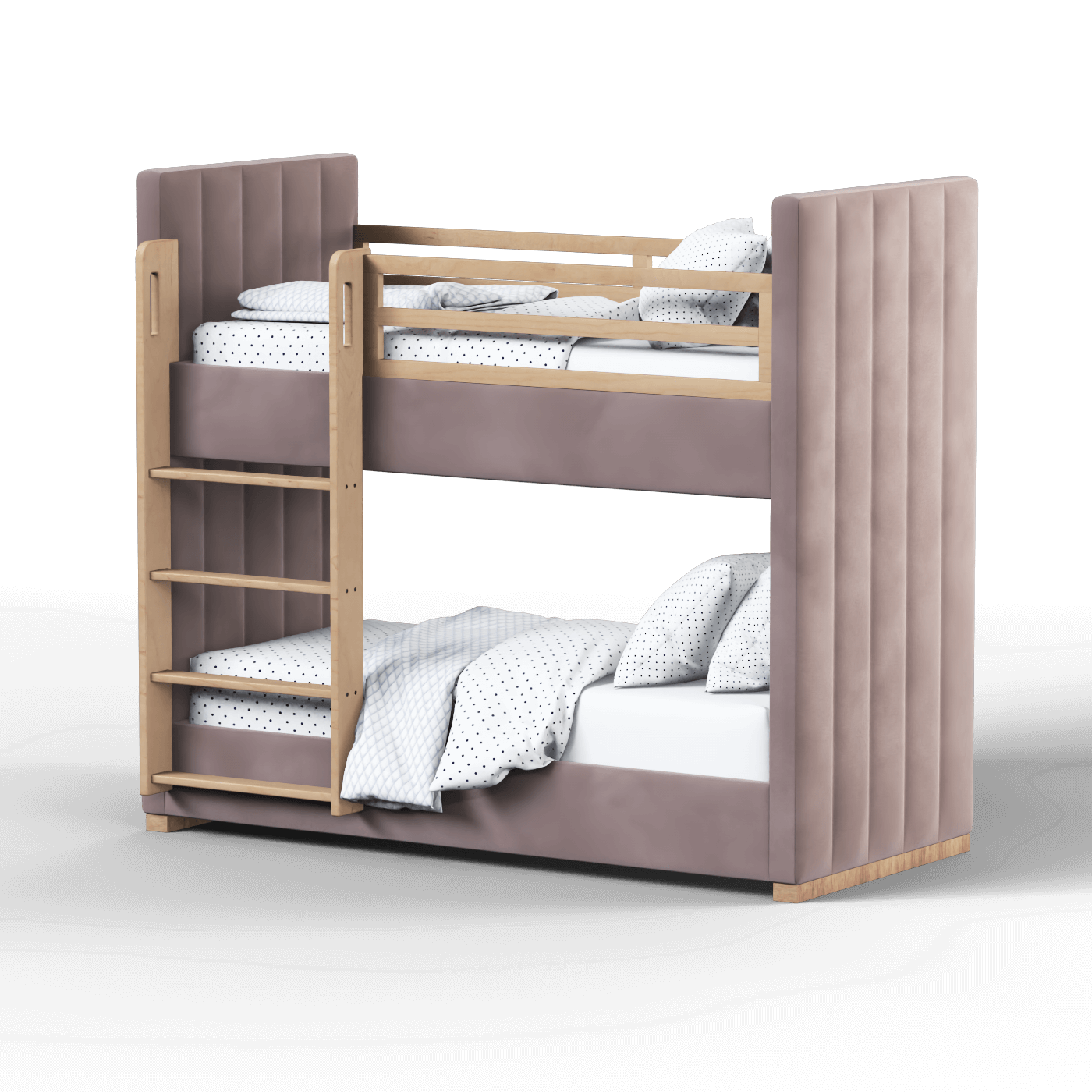 Paolo Bunk Bed with Soft Upholstery and Beechwood Accents