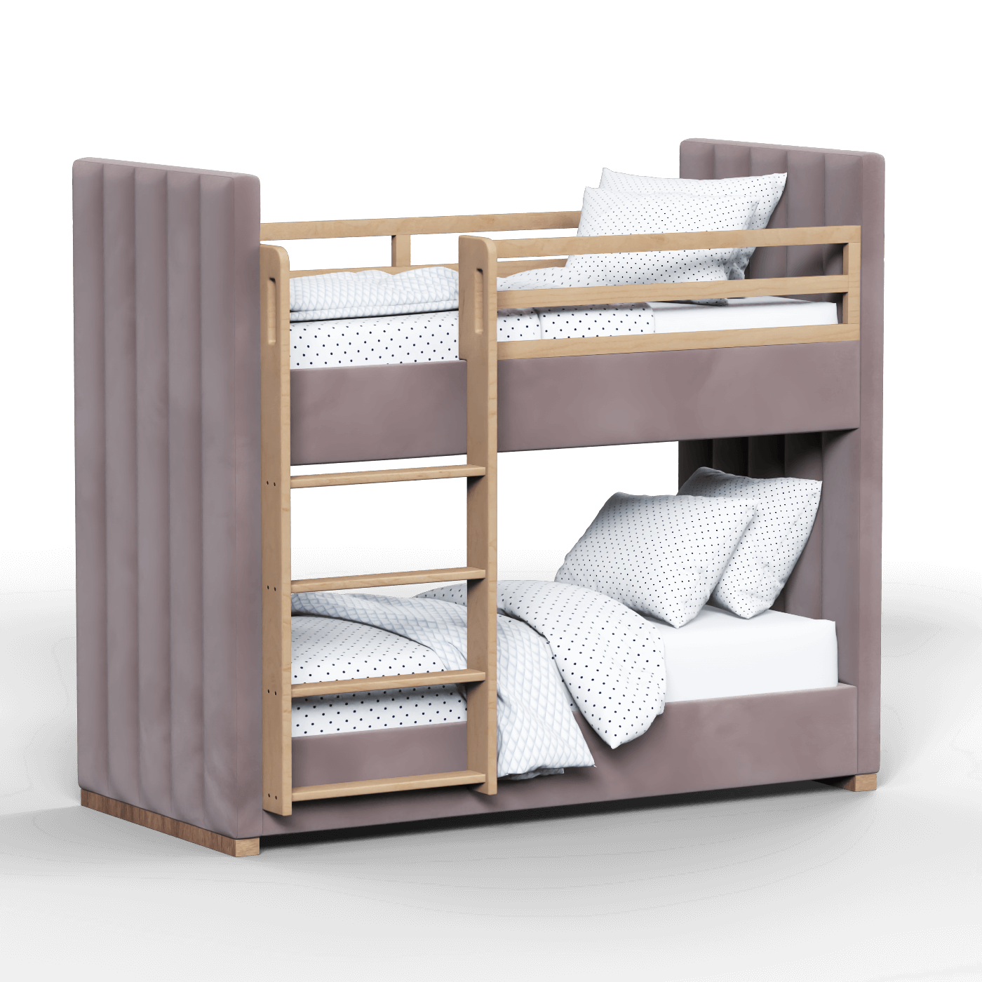 Paolo Bunk Bed with Soft Upholstery and Beechwood Accents