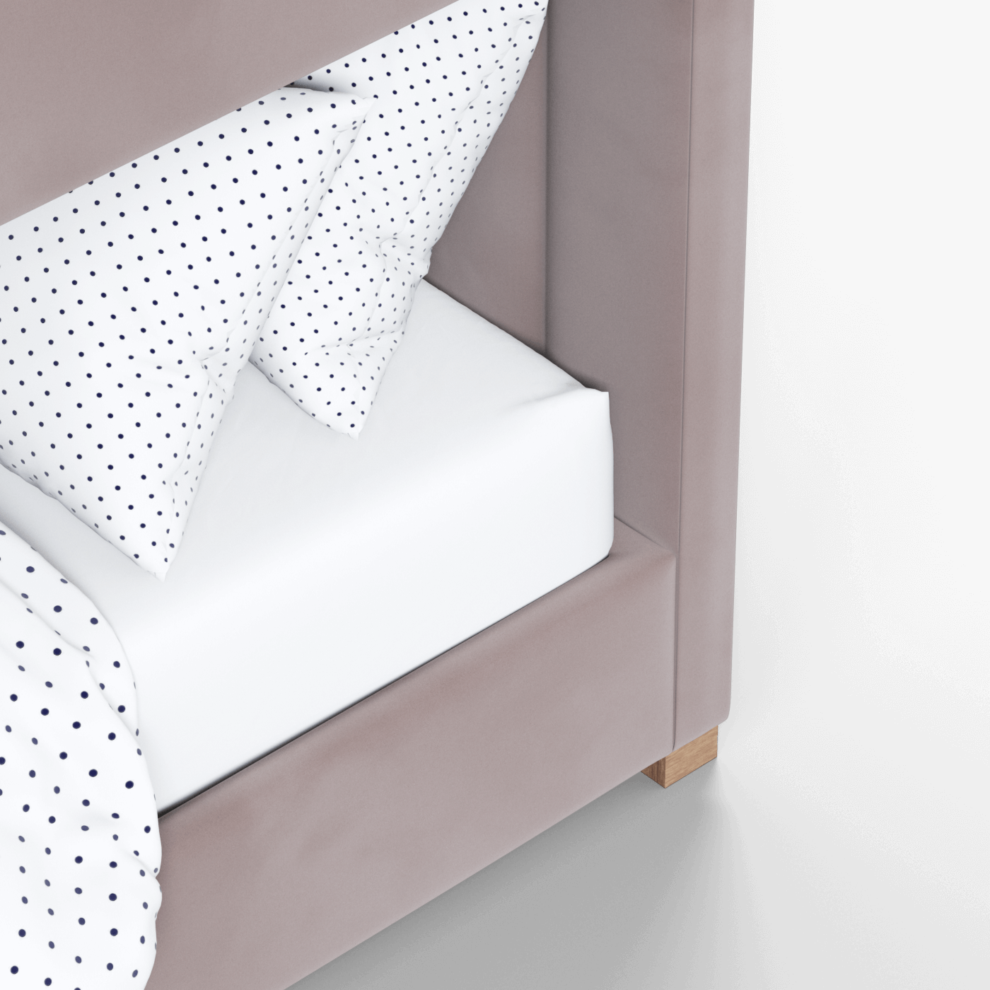 Paolo Bunk Bed with Soft Upholstery and Beechwood Accents