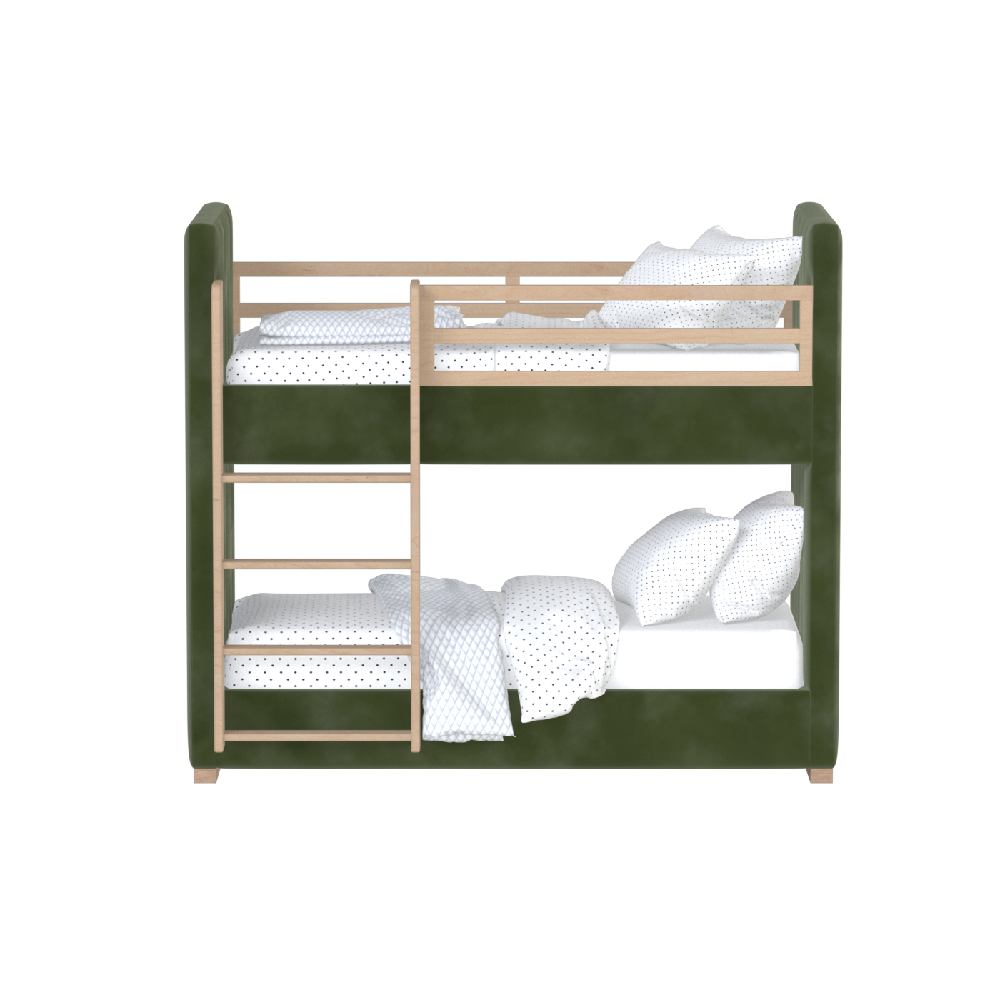 Paolo Bunk Bed with Soft Upholstery and Beechwood Accents