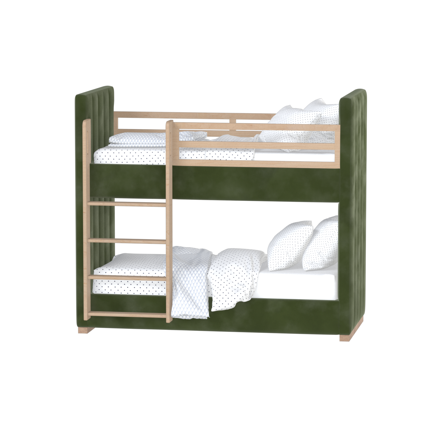 Paolo Bunk Bed with Soft Upholstery and Beechwood Accents