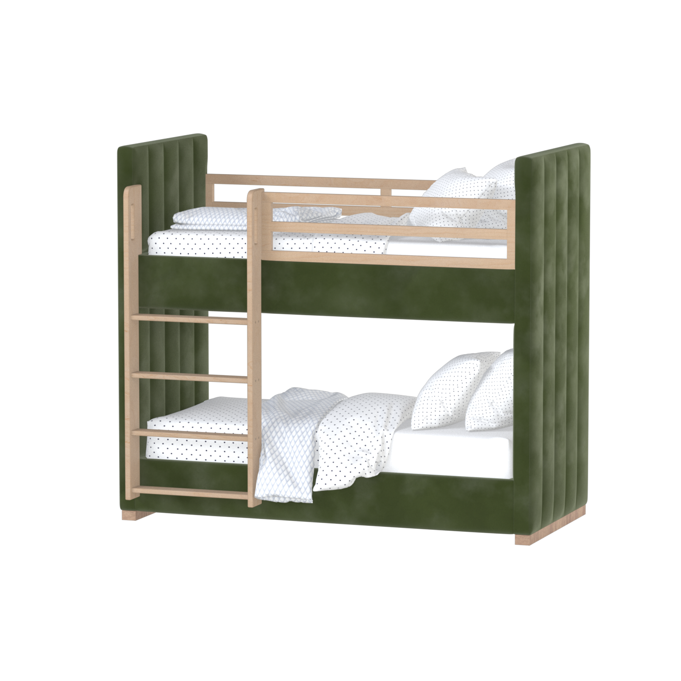 Paolo Bunk Bed with Soft Upholstery and Beechwood Accents