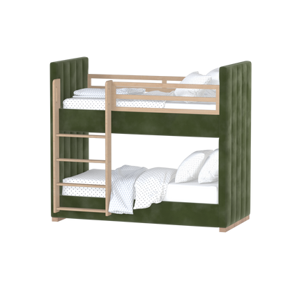 Paolo Bunk Bed with Soft Upholstery and Beechwood Accents