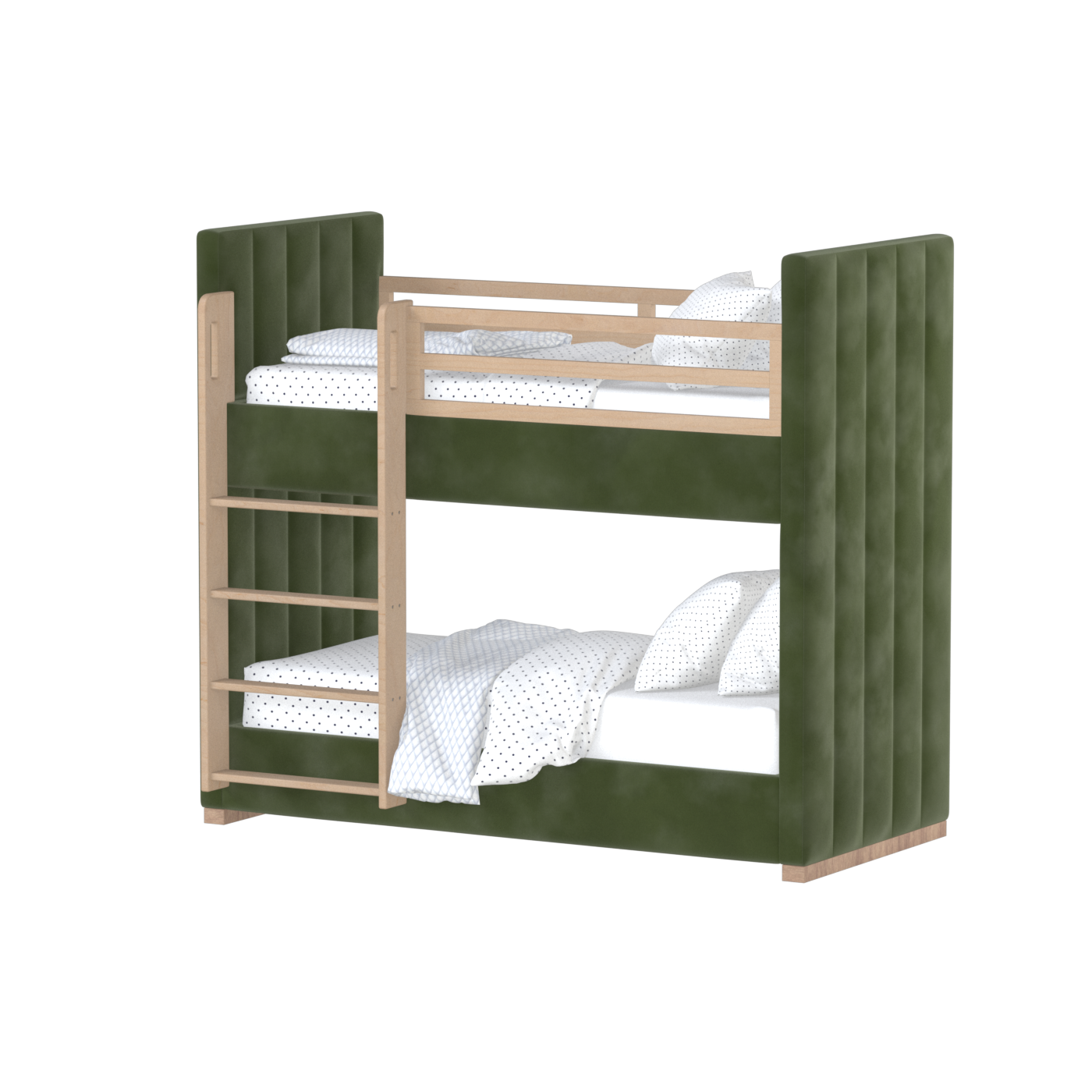 Paolo Bunk Bed with Soft Upholstery and Beechwood Accents