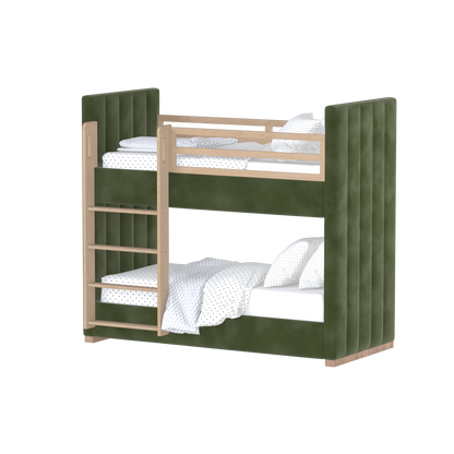 Paolo Bunk Bed with Soft Upholstery and Beechwood Accents
