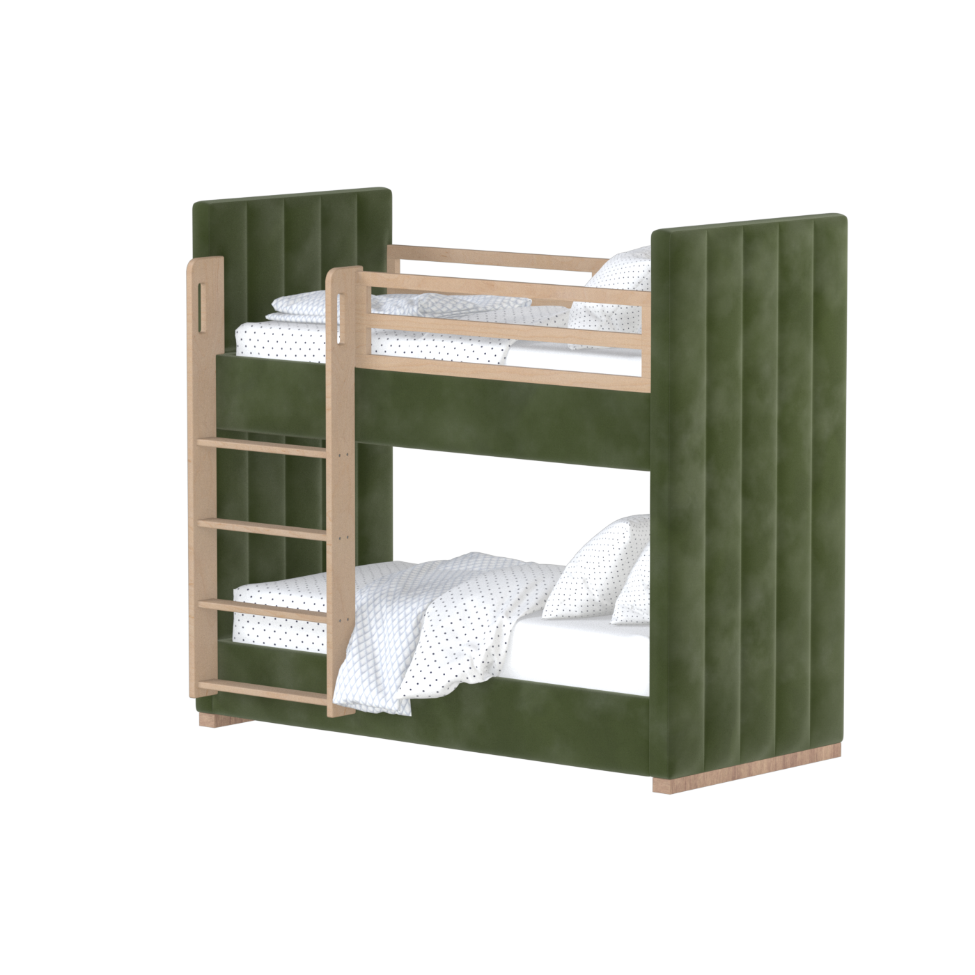 Paolo Bunk Bed with Soft Upholstery and Beechwood Accents