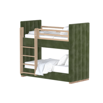 Paolo Bunk Bed with Soft Upholstery and Beechwood Accents