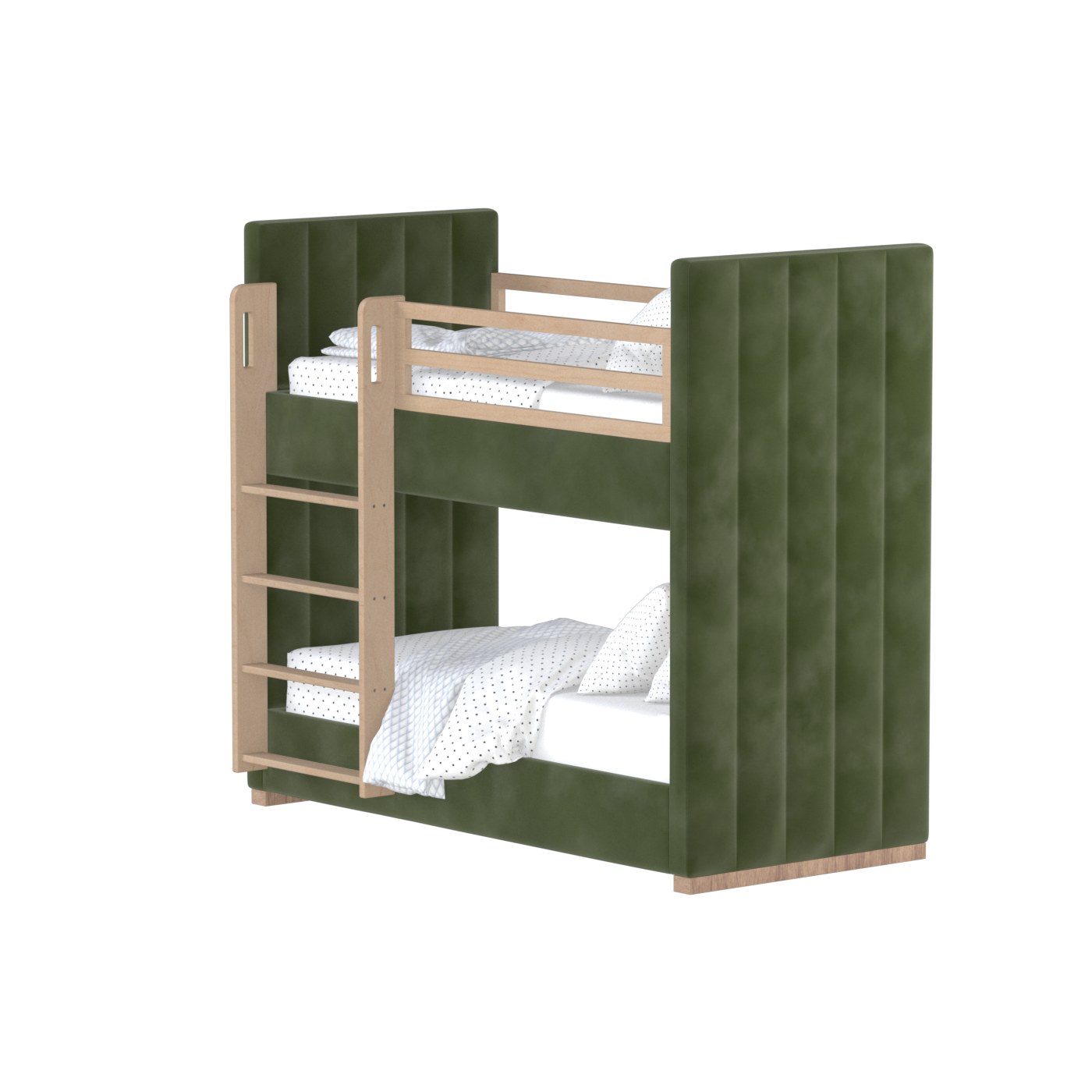 Paolo Bunk Bed with Soft Upholstery and Beechwood Accents