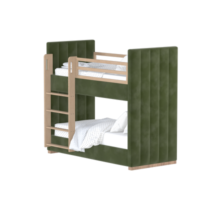 Paolo Bunk Bed with Soft Upholstery and Beechwood Accents