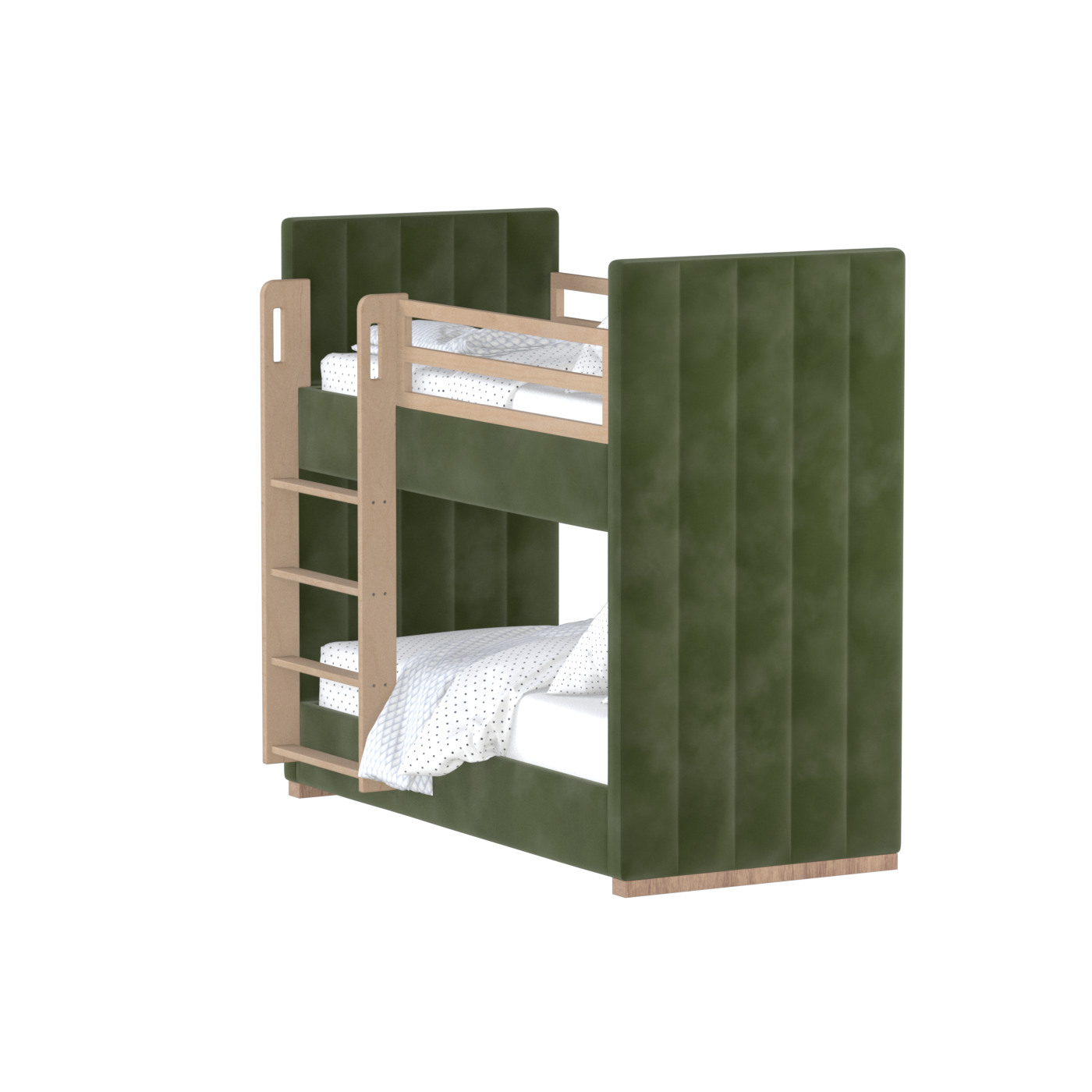 Paolo Bunk Bed with Soft Upholstery and Beechwood Accents