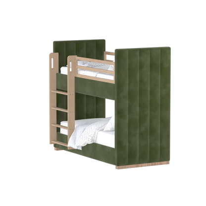 Paolo Bunk Bed with Soft Upholstery and Beechwood Accents