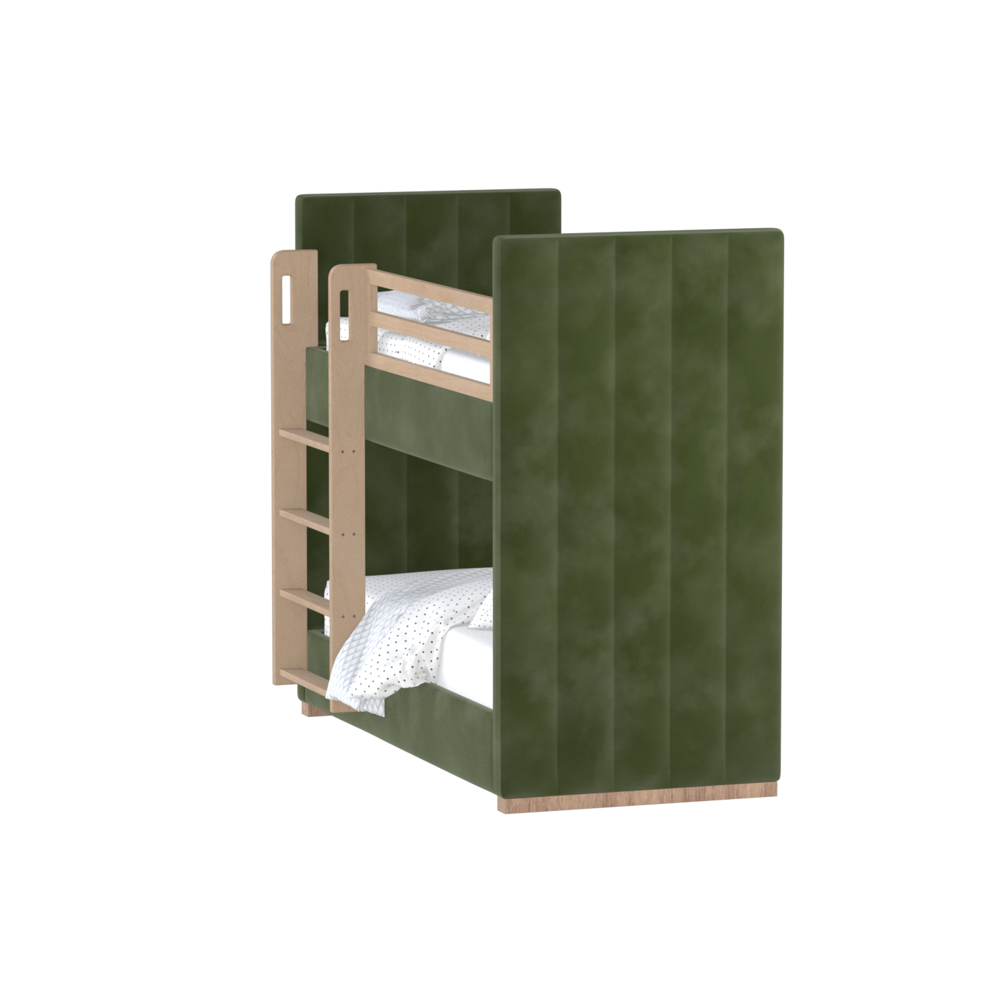 Paolo Bunk Bed with Soft Upholstery and Beechwood Accents