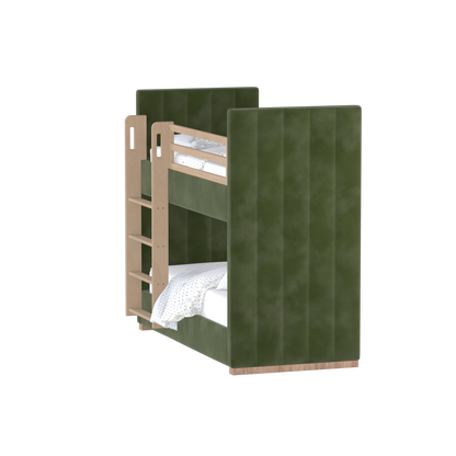 Paolo Bunk Bed with Soft Upholstery and Beechwood Accents