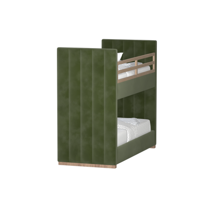 Paolo Bunk Bed with Soft Upholstery and Beechwood Accents