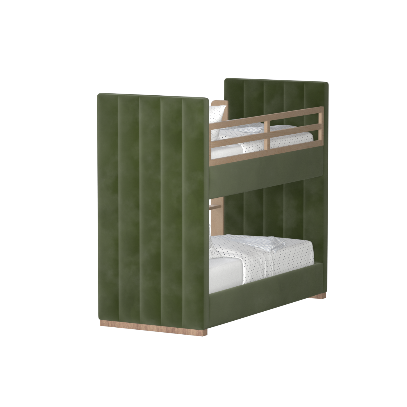 Paolo Bunk Bed with Soft Upholstery and Beechwood Accents