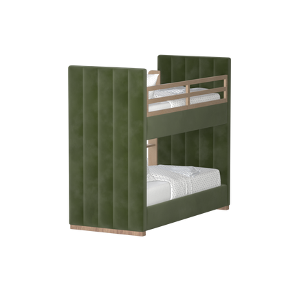 Paolo Bunk Bed with Soft Upholstery and Beechwood Accents