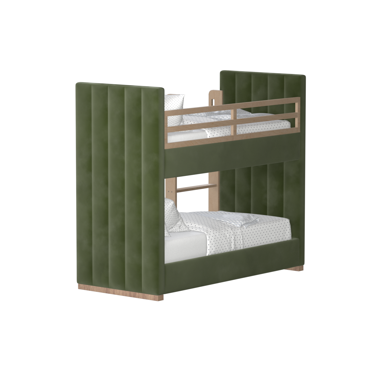 Paolo Bunk Bed with Soft Upholstery and Beechwood Accents