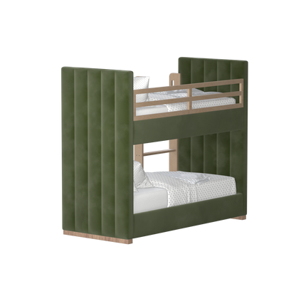 Paolo Bunk Bed with Soft Upholstery and Beechwood Accents