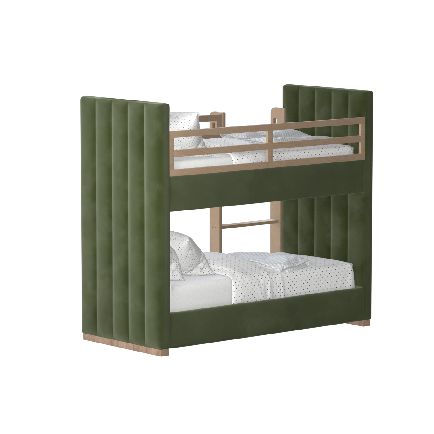 Paolo Bunk Bed with Soft Upholstery and Beechwood Accents