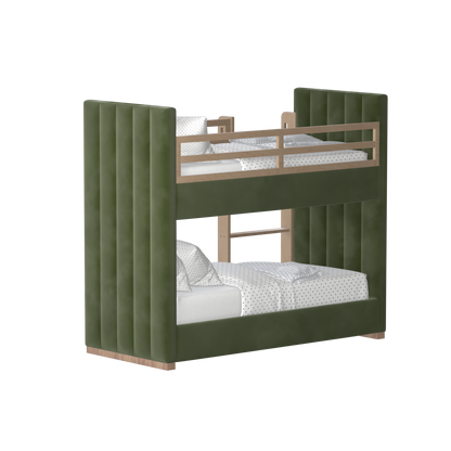 Paolo Bunk Bed with Soft Upholstery and Beechwood Accents