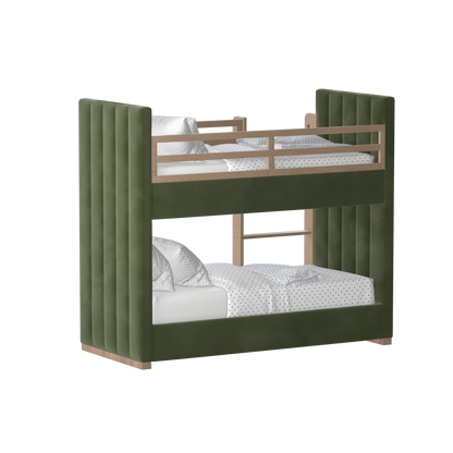 Paolo Bunk Bed with Soft Upholstery and Beechwood Accents