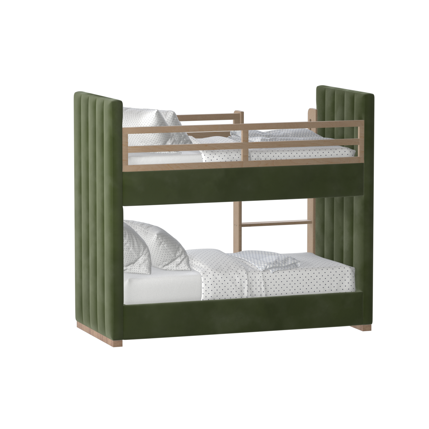 Paolo Bunk Bed with Soft Upholstery and Beechwood Accents