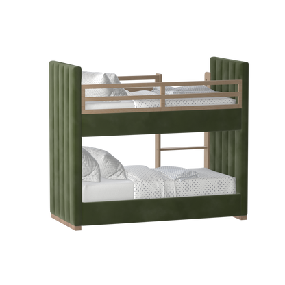 Paolo Bunk Bed with Soft Upholstery and Beechwood Accents