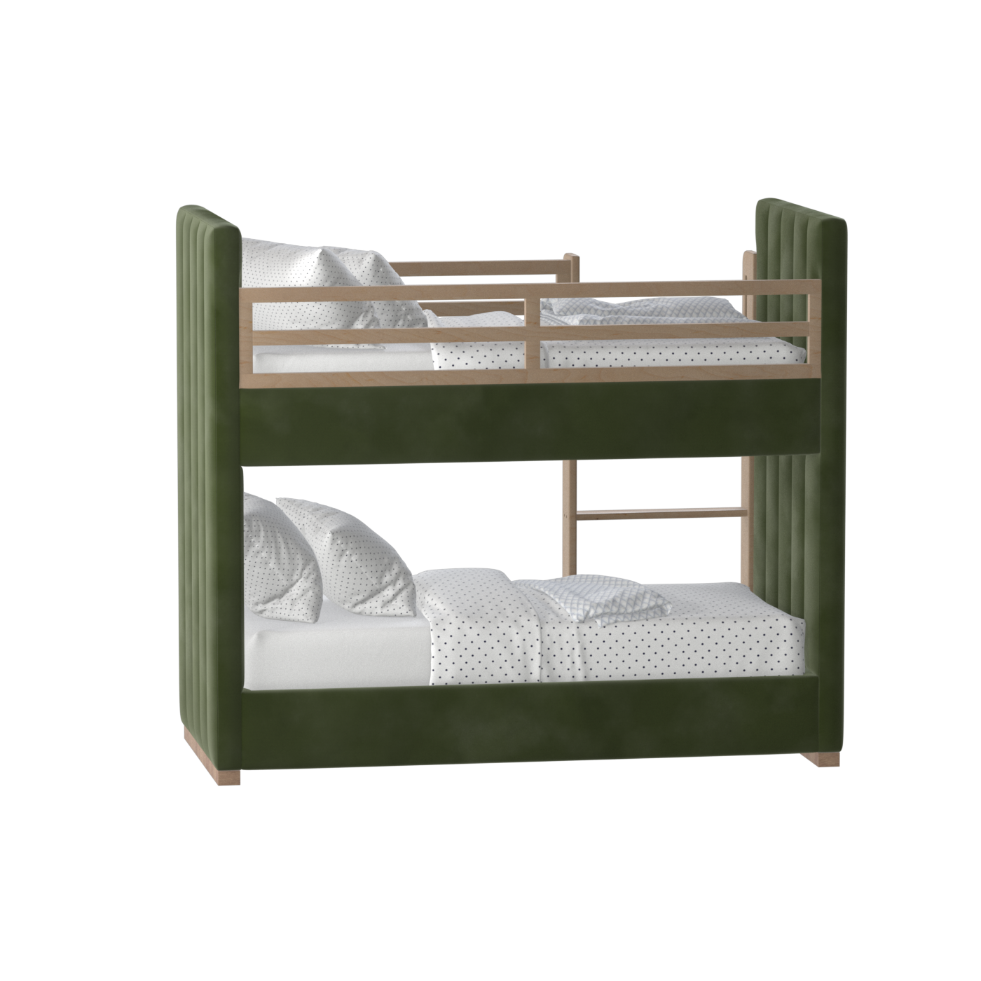 Paolo Bunk Bed with Soft Upholstery and Beechwood Accents