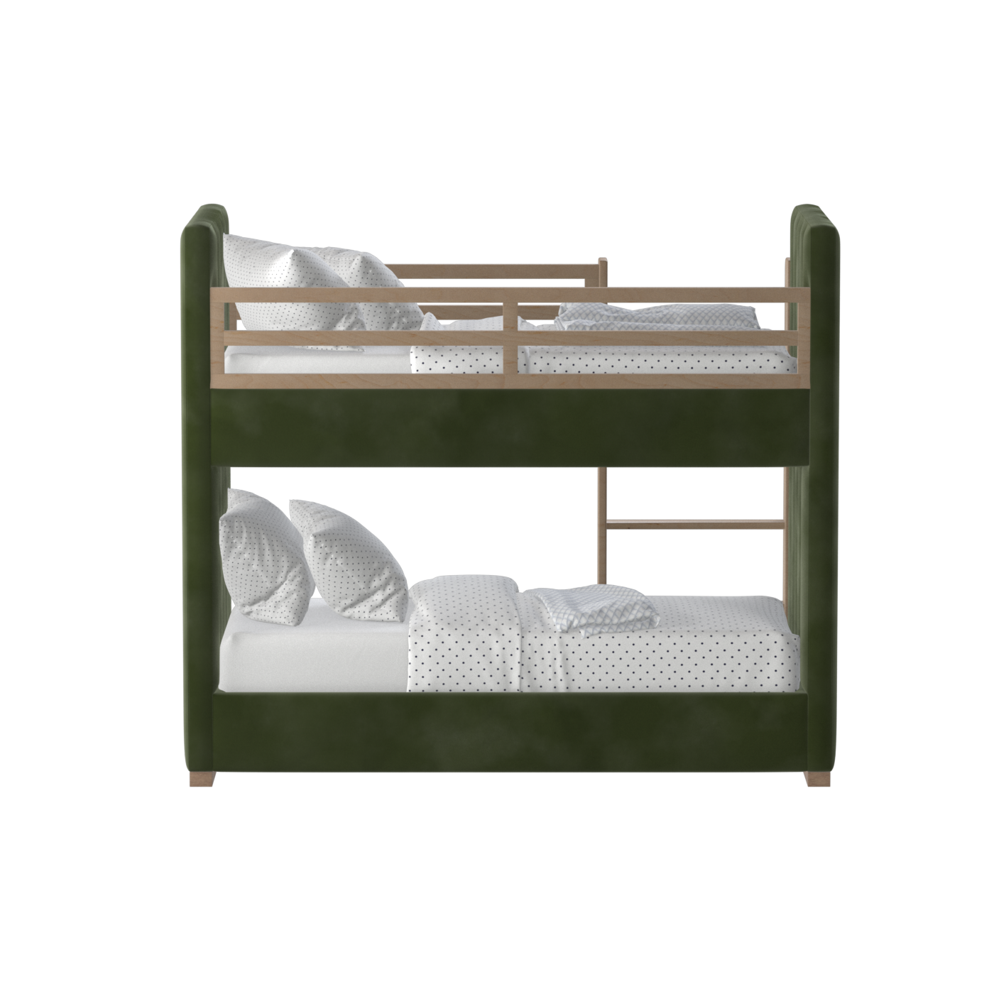 Paolo Bunk Bed with Soft Upholstery and Beechwood Accents