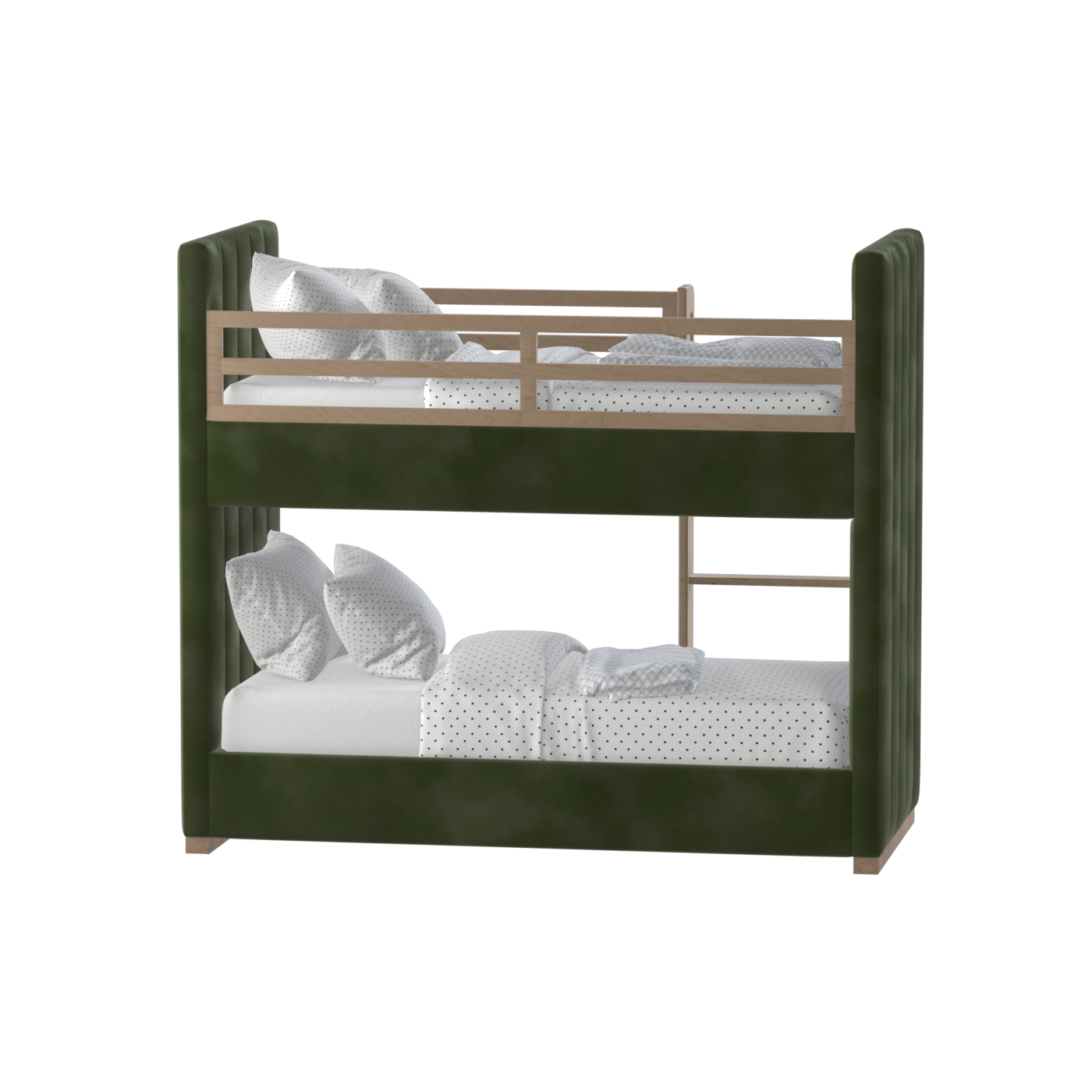 Paolo Bunk Bed with Soft Upholstery and Beechwood Accents