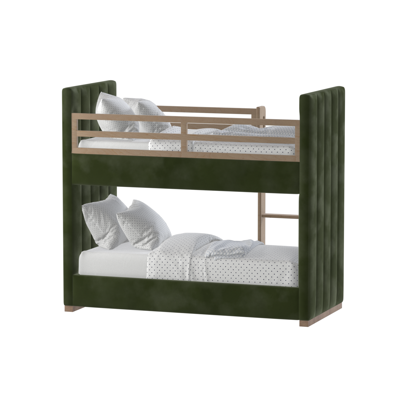 Paolo Bunk Bed with Soft Upholstery and Beechwood Accents
