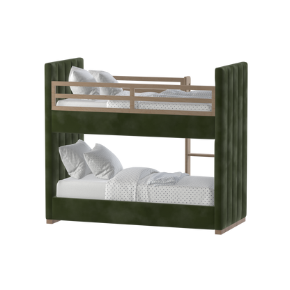 Paolo Bunk Bed with Soft Upholstery and Beechwood Accents