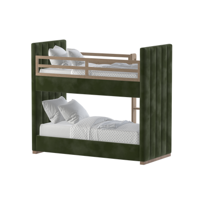 Paolo Bunk Bed with Soft Upholstery and Beechwood Accents