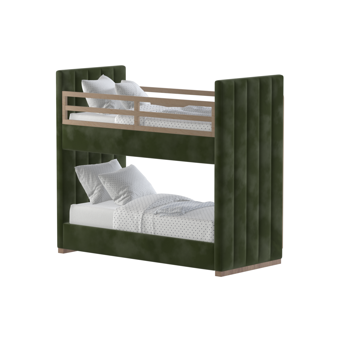 Paolo Bunk Bed with Soft Upholstery and Beechwood Accents