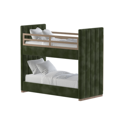Paolo Bunk Bed with Soft Upholstery and Beechwood Accents