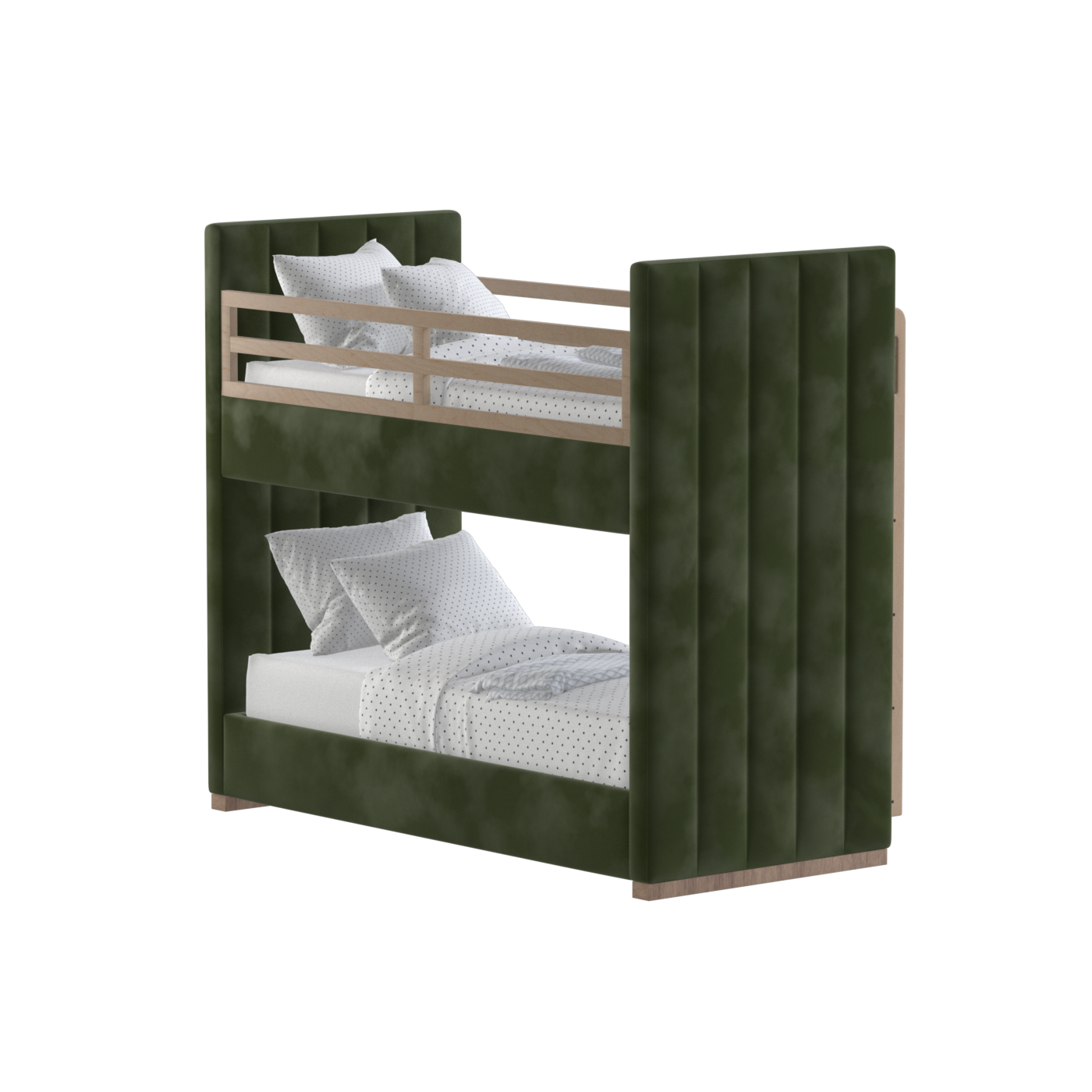 Paolo Bunk Bed with Soft Upholstery and Beechwood Accents