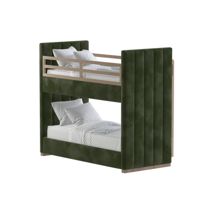 Paolo Bunk Bed with Soft Upholstery and Beechwood Accents