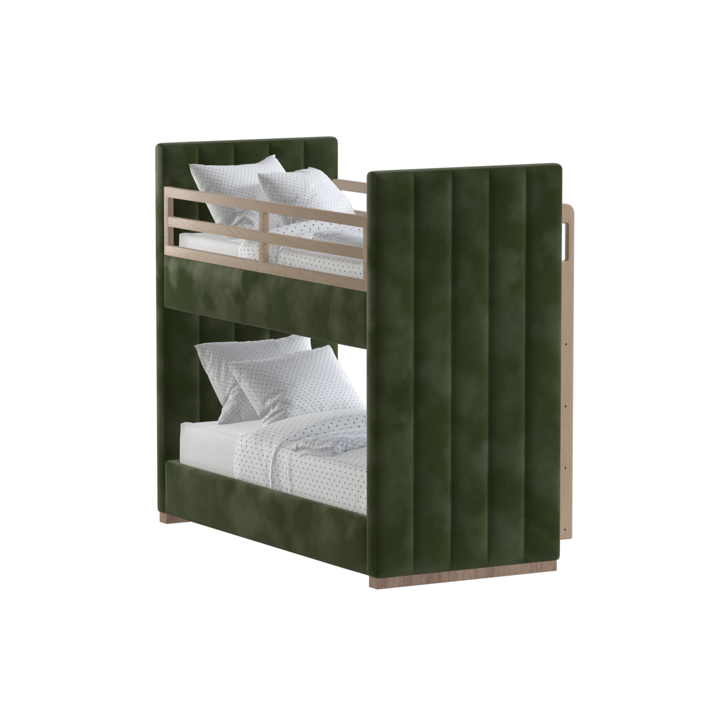 Paolo Bunk Bed with Soft Upholstery and Beechwood Accents
