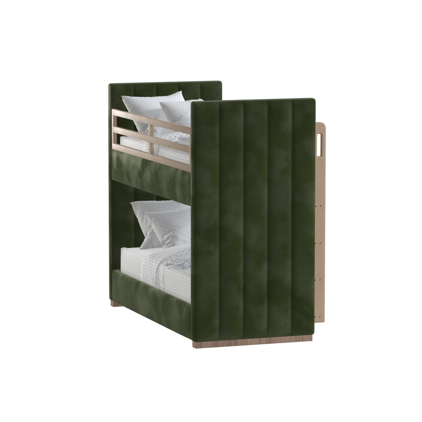 Paolo Bunk Bed with Soft Upholstery and Beechwood Accents