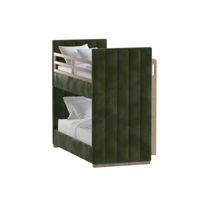 Paolo Bunk Bed with Soft Upholstery and Beechwood Accents