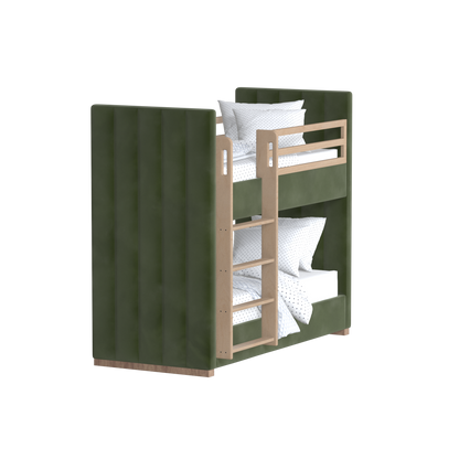 Paolo Bunk Bed with Soft Upholstery and Beechwood Accents