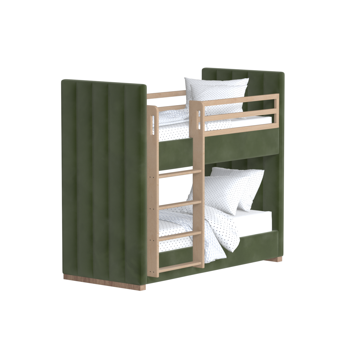 Paolo Bunk Bed with Soft Upholstery and Beechwood Accents
